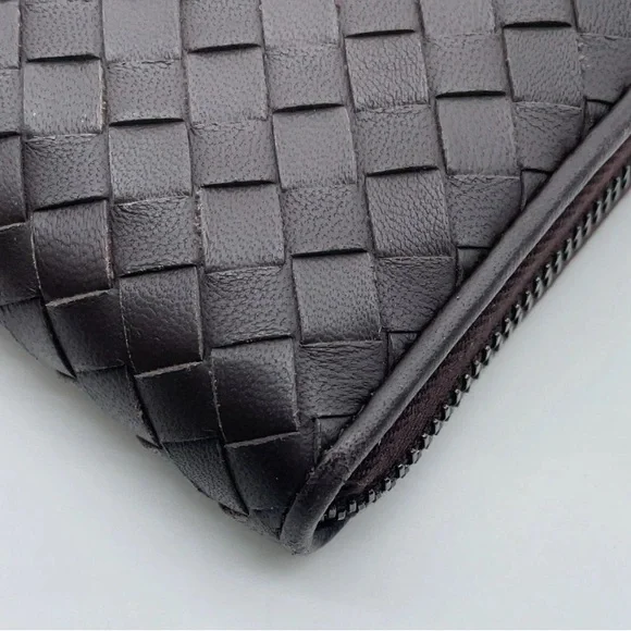 Bottega Veneta Dark Brown Expresso long Leather wallet zip around woven - Picture 7 of 14